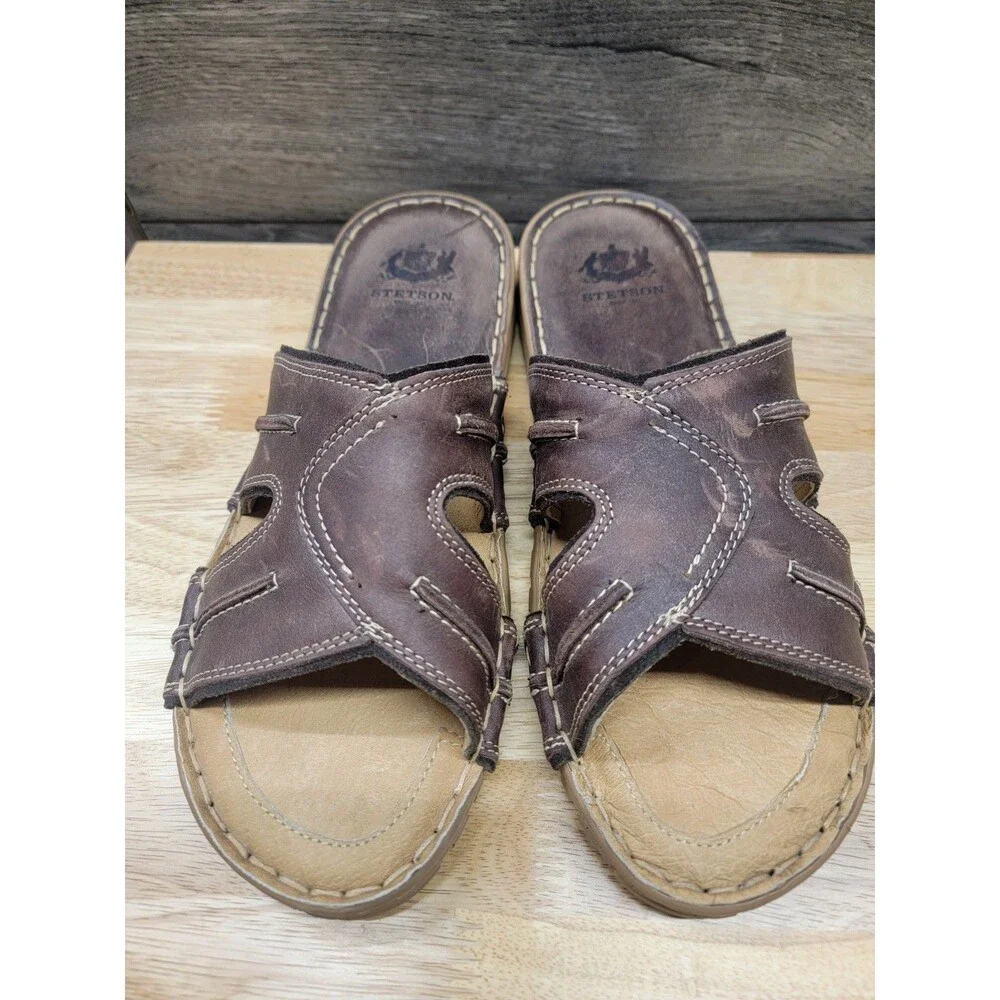 Stetson Men’s Sanded Brown  Sandal 10 EUC